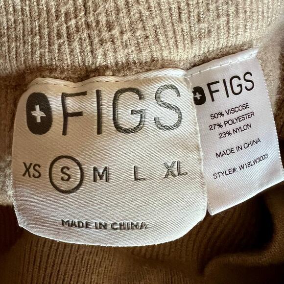 FIGS Wide Leg Ribbed Knit Cozy Lounge Pants Joggers in Neutral Tan Latte S - Picture 8 of 9